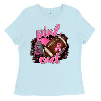 Baby Blue Pink Out Football Ladies Tee - BarkalooDesign