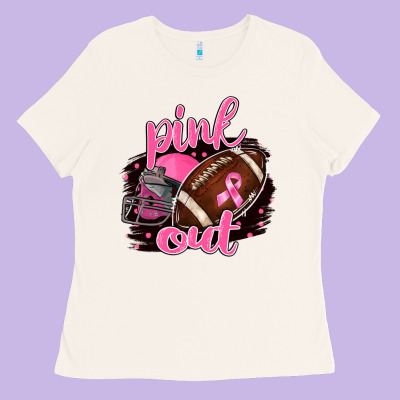 Pink Out Football Ladies Tee Designed By Barkaloodesign