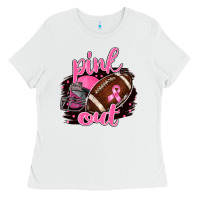 White Pink Out Football Ladies Tee - BarkalooDesign