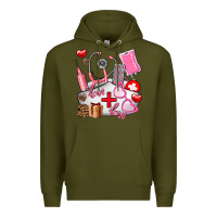 Army Green nurse  valentines day love Premium Hoodie - AdoDesignShop