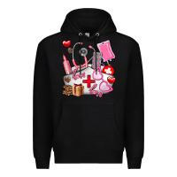 Black nurse  valentines day love Premium Hoodie - AdoDesignShop