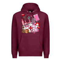 Burgundy nurse  valentines day love Premium Hoodie - AdoDesignShop