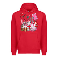 Red nurse  valentines day love Premium Hoodie - AdoDesignShop