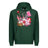 Sports Green nurse  valentines day love Premium Hoodie - AdoDesignShop