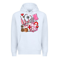White nurse  valentines day love Premium Hoodie - AdoDesignShop