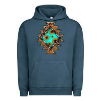 Pigment Midnight Navy aztec leopard turquoise sunflower Urban Hoodie - JahusDesignShop