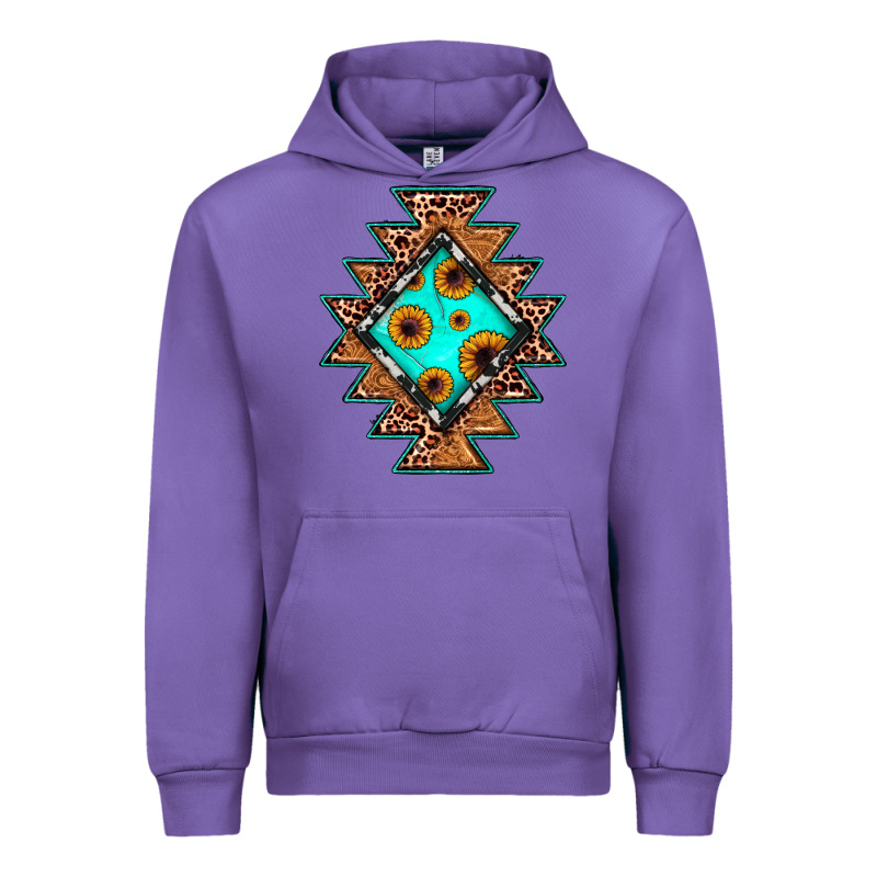 Aztec Leopard Turquoise Sunflower Urban Hoodie by JahusDesignShop | Teevron