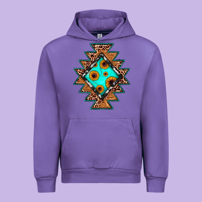 Aztec Leopard Turquoise Sunflower Urban Hoodie Designed By Jahusdesignshop