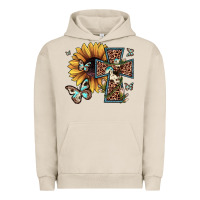 Pigment French Oak leopard cross sunflower butterfly Urban Hoodie - JahusDesignShop