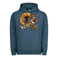 Pigment Midnight Navy leopard cross sunflower butterfly Urban Hoodie - JahusDesignShop