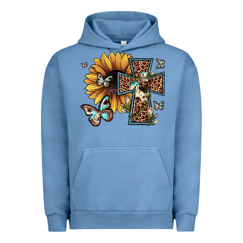 Leopard Cross Sunflower Butterfly Urban Hoodie by JahusDesignShop | Teevron