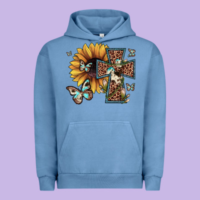 Leopard Cross Sunflower Butterfly Urban Hoodie Designed By Jahusdesignshop
