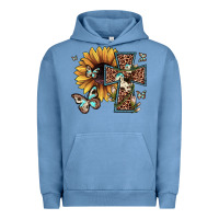 Pigment Pebble Blue leopard cross sunflower butterfly Urban Hoodie - JahusDesignShop