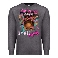 Charcoal Heather minding my own small business afro messy bun Premium Sweatshirt - texasbilliewilder