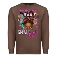 Chestnut minding my own small business afro messy bun Premium Sweatshirt - texasbilliewilder