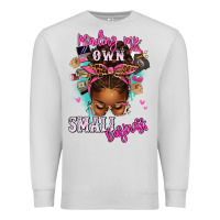 Dove Grey minding my own small business afro messy bun Premium Sweatshirt - texasbilliewilder