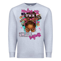 Heather Grey minding my own small business afro messy bun Premium Sweatshirt - texasbilliewilder