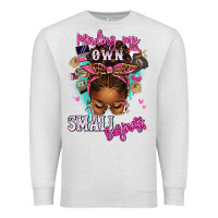Oatmeal Heather minding my own small business afro messy bun Premium Sweatshirt - texasbilliewilder