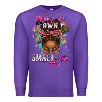 Purple minding my own small business afro messy bun Premium Sweatshirt - texasbilliewilder