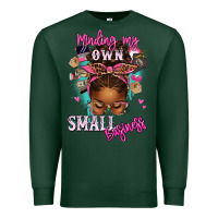 Sports Green minding my own small business afro messy bun Premium Sweatshirt - texasbilliewilder