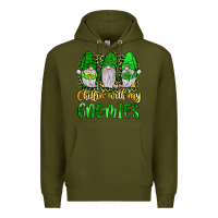 Army Green st patrick s chillin with my gnomies Premium Hoodie - JahusDesignShop