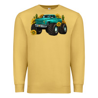 Antique Gold monster truck with sunflower western Premium Sweatshirt - texasbilliewilder