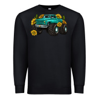 Black monster truck with sunflower western Premium Sweatshirt - texasbilliewilder