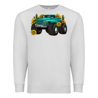 Dove Grey monster truck with sunflower western Premium Sweatshirt - texasbilliewilder