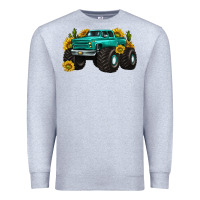 Heather Grey monster truck with sunflower western Premium Sweatshirt - texasbilliewilder