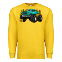 Lemon monster truck with sunflower western Premium Sweatshirt - texasbilliewilder