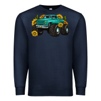 Navy monster truck with sunflower western Premium Sweatshirt - texasbilliewilder