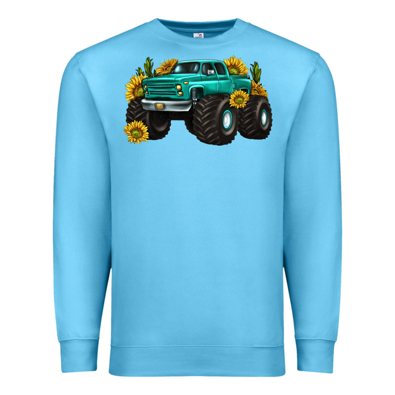 Monster Truck With Sunflower Western Premium Sweatshirt by texasbilliewilder | Teevron
