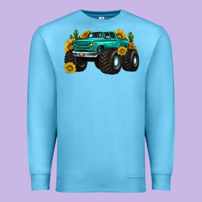 Premium Sweatshirt monster truck with sunflower western