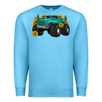 Ocean Blue monster truck with sunflower western Premium Sweatshirt - texasbilliewilder