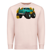 Pale Pink monster truck with sunflower western Premium Sweatshirt - texasbilliewilder