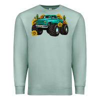 Seafoam monster truck with sunflower western Premium Sweatshirt - texasbilliewilder