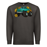 Smoke monster truck with sunflower western Premium Sweatshirt - texasbilliewilder