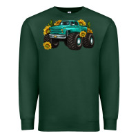 Sports Green monster truck with sunflower western Premium Sweatshirt - texasbilliewilder