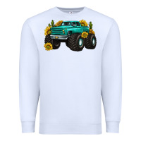 White monster truck with sunflower western Premium Sweatshirt - texasbilliewilder
