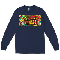 Navy summer with fruits license plate Long Sleeve Tee - BarkalooDesign