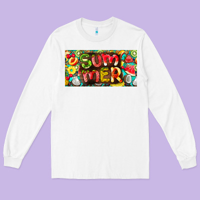 Summer With Fruits License Plate Long Sleeve Tee Designed By Barkaloodesign