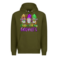 Army Green mardi gras chillin' with my gnomies Premium Hoodie - JahusDesignShop