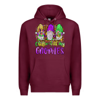 Burgundy mardi gras chillin' with my gnomies Premium Hoodie - JahusDesignShop