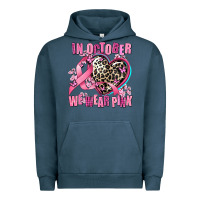 Pigment Midnight Navy western leopard  in october we wear pink heart Urban Hoodie - AdoDesignShop