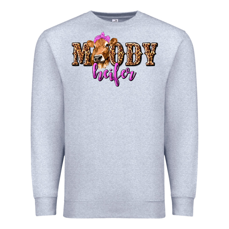 Moody Heifer With Leopard Tbw Premium Sweatshirt by texasbilliewilder | Teevron