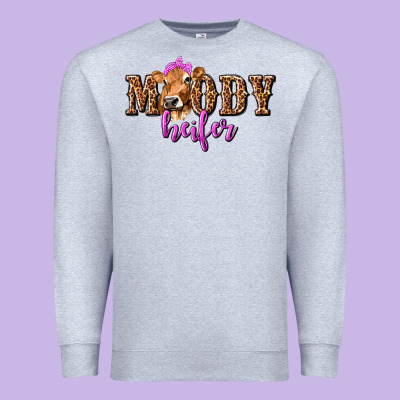 Premium Sweatshirt moody heifer with leopard tbw