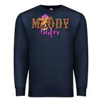 Navy moody heifer with leopard tbw Premium Sweatshirt - texasbilliewilder
