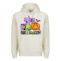 Oatmeal Heather my first halloween pumpkin Premium Hoodie - AdoDesignShop