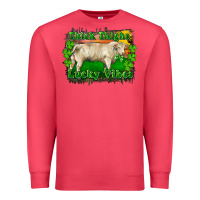 Thick Thighs Lucky Vibes Charolais Bull Premium Sweatshirt | Teevron
