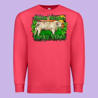 Premium Sweatshirt Thick Thighs Lucky Vibes Charolais Bull